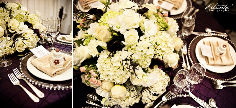 purple and silver wedding centerpieces